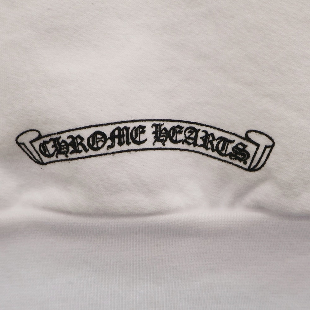 CHROME HEARTS(クロムハーツ) SWTSHRT PLVR 袖ロゴプリントプルオーバーフーディ パーカー ホワイト