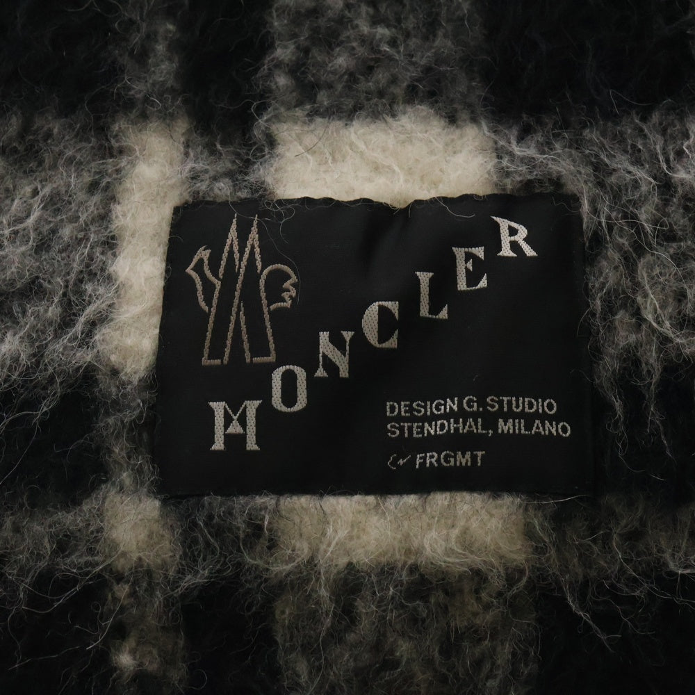 MONCLER(モンクレール) ×Fragment Hiroshi Fujiwara G209U3C00002 595MV アルパカ チェックマフラー スカーフ ブラック/ホワイト