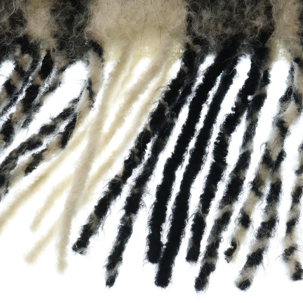 MONCLER(モンクレール) ×Fragment Hiroshi Fujiwara G209U3C00002 595MV アルパカ チェックマフラー スカーフ ブラック/ホワイト