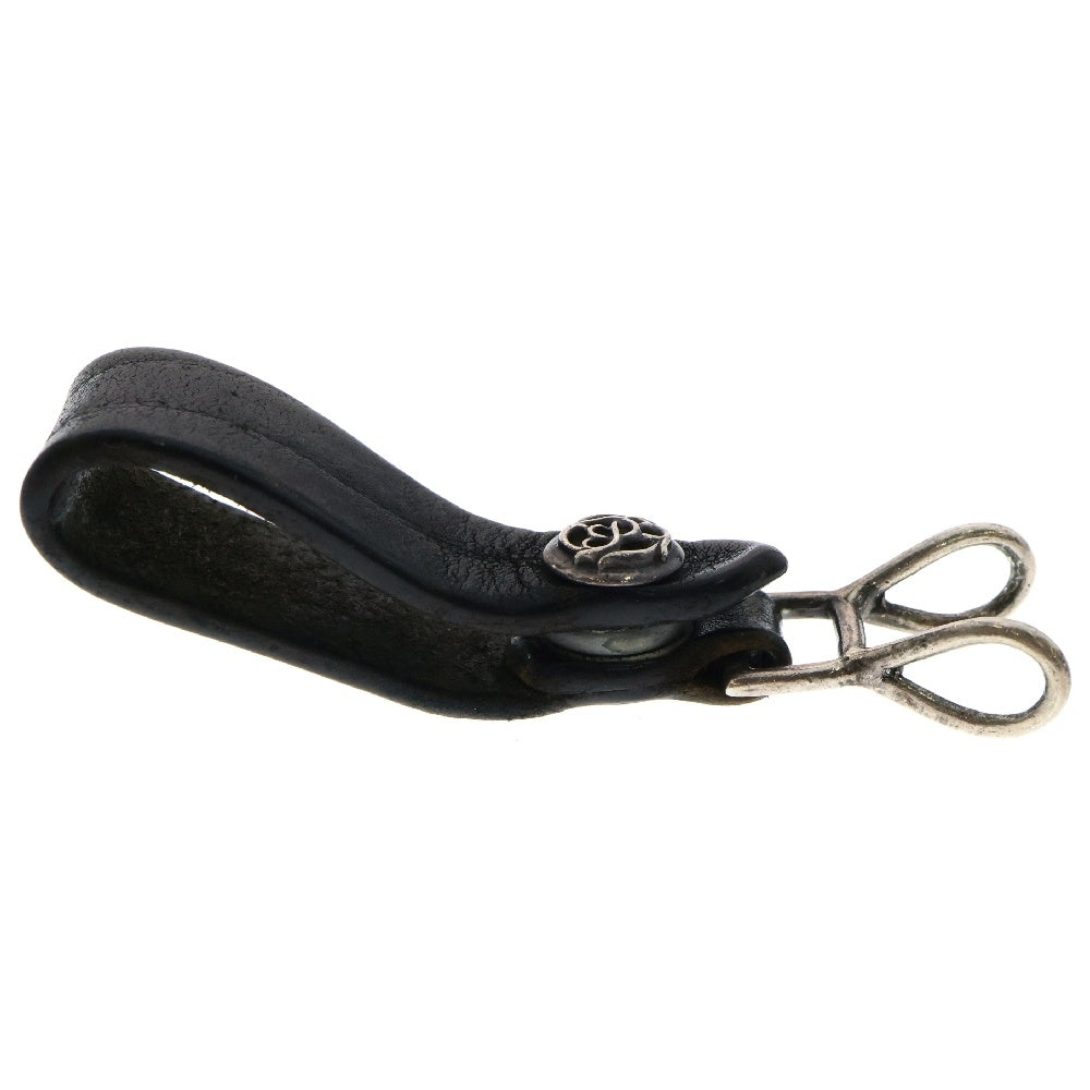 CHROME HEARTS(クロムハーツ) BELT LOOP ベルトループ フローラルボタン レザーベルトループ ブラック/シルバー