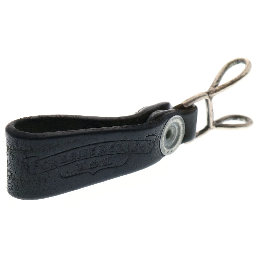CHROME HEARTS(クロムハーツ) BELT LOOP ベルトループ フローラルボタン レザーベルトループ ブラック/シルバー