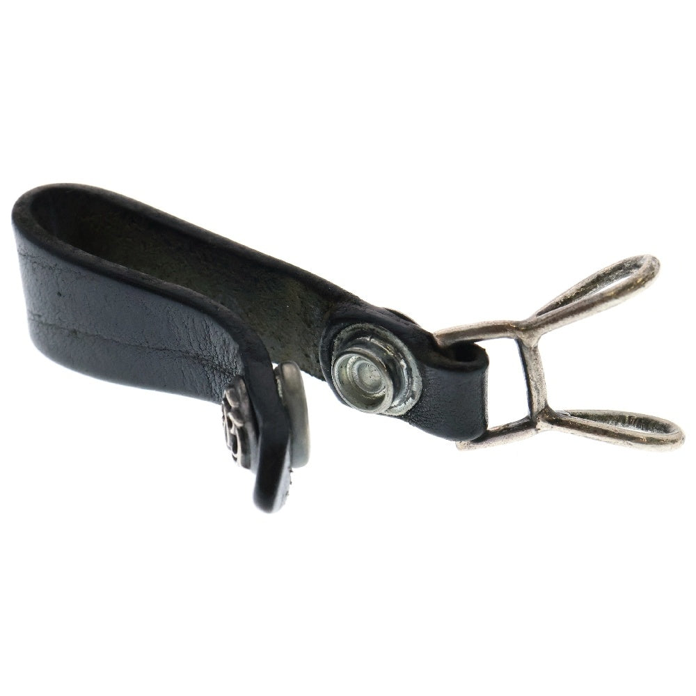 CHROME HEARTS(クロムハーツ) BELT LOOP ベルトループ フローラルボタン レザーベルトループ ブラック/シルバー