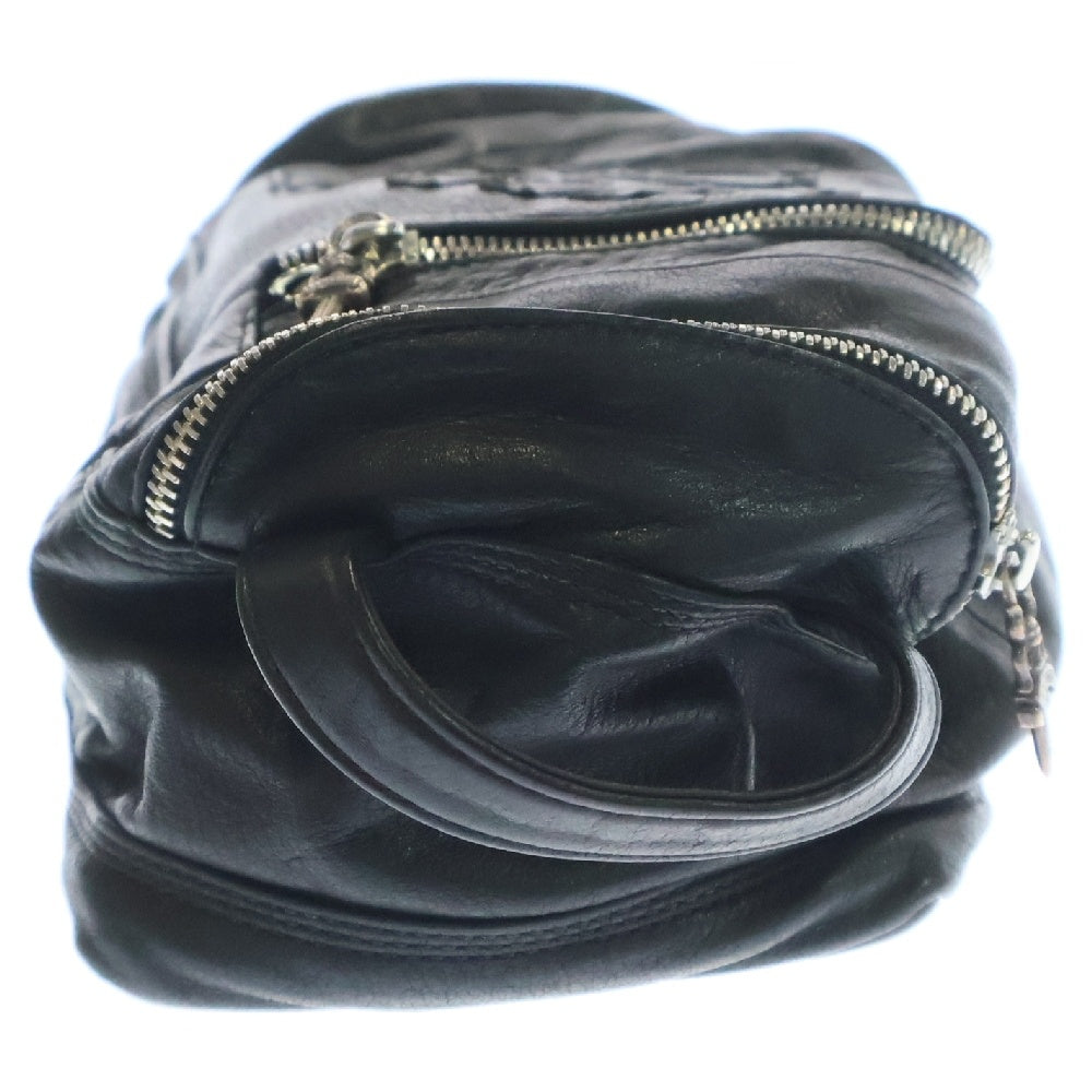 CHROME HEARTS(クロムハーツ) TLTRY DFFL LTHR 3CEME TOILETRY DUFFLE トイレトリー 3セメタリー クロスパッチ レザーダッフル セカンドバッグ クラッチバッグ ブラック/シルバー