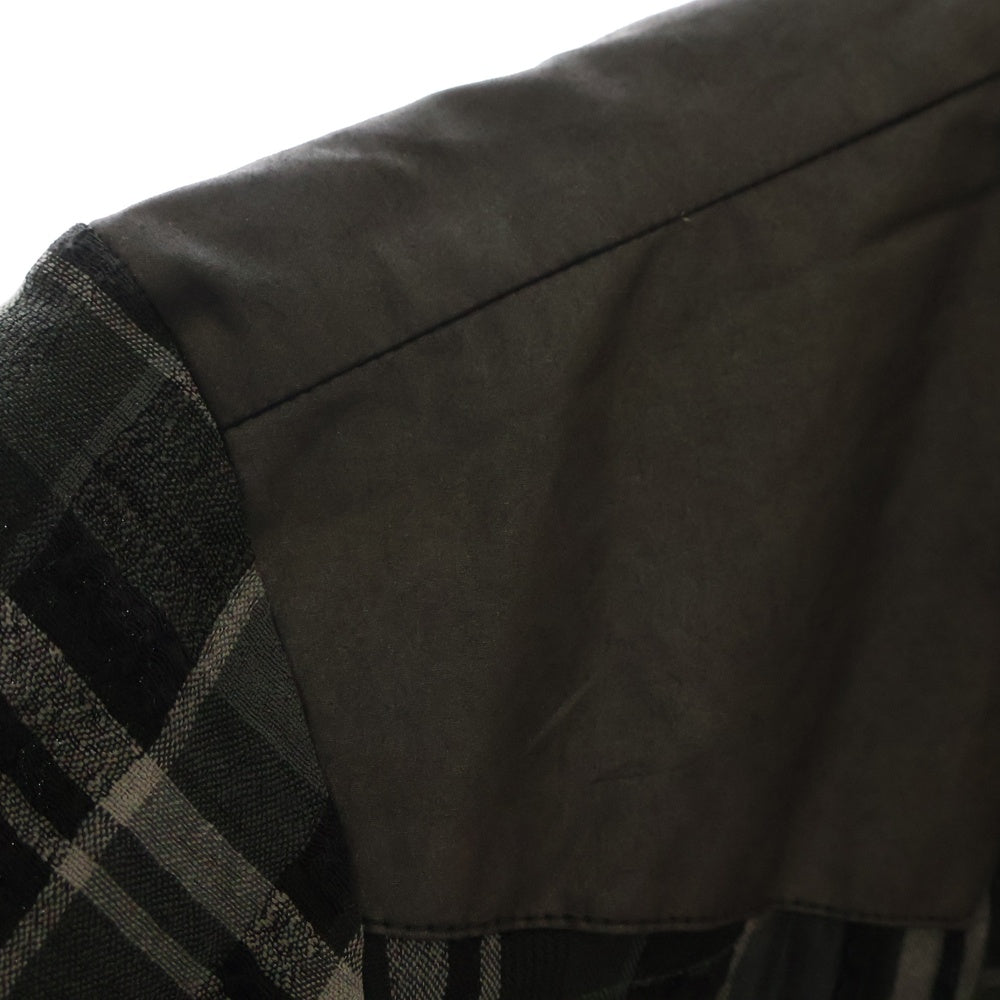 CHROME HEARTS(クロムハーツ) WESTN ウエスタンボタン フローラルクロスボタン ヨーク切替 ガーゼチェック長袖シャツ クロスパッチ付 グリーン