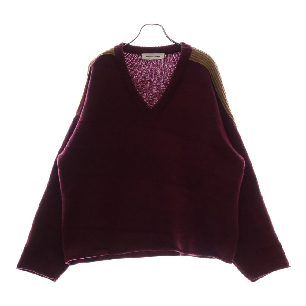 KIKO KOSTADINOV(キココスタディノフ) 24SS DEULTUM DELIAN V-NECK JUMPER 00162024 Vネック長袖ニットセーター ボルドー
