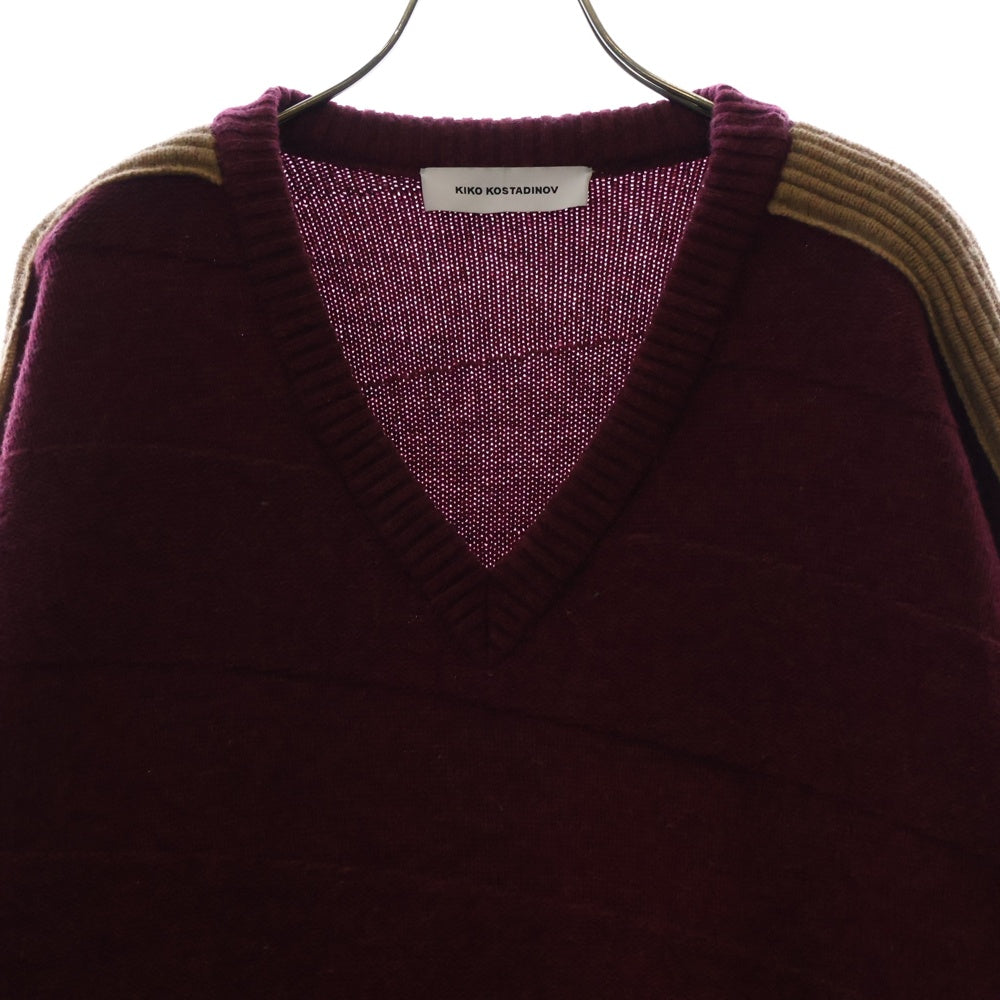 KIKO KOSTADINOV(キココスタディノフ) 24SS DEULTUM DELIAN V-NECK JUMPER 00162024 Vネック長袖ニットセーター ボルドー