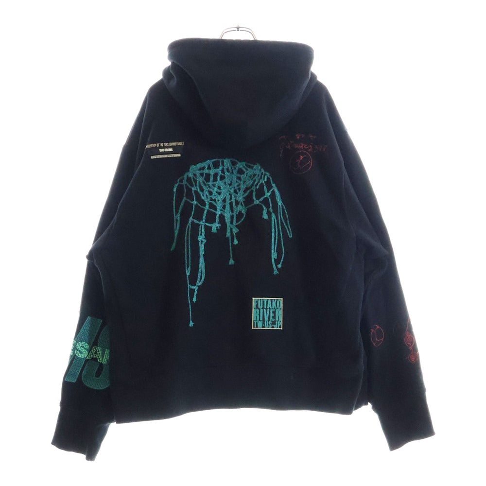 NAMESAKE(ナメサケ) Exclusive Black Oversized Sava Hoodie 刺繍プルオーバー ブラック パーカー