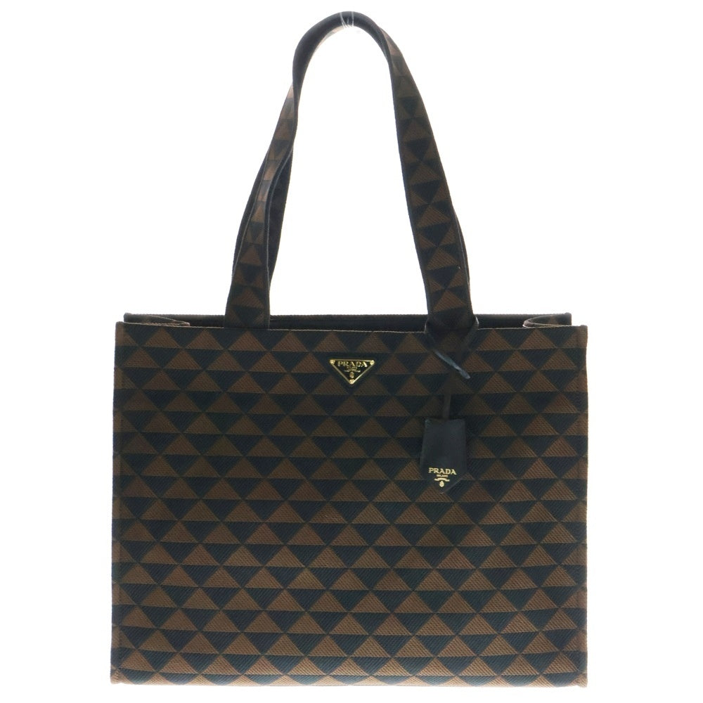 PRADA(プラダ) トライアングルロゴプレート キャンバストートバッグ ブラウン 2VG106