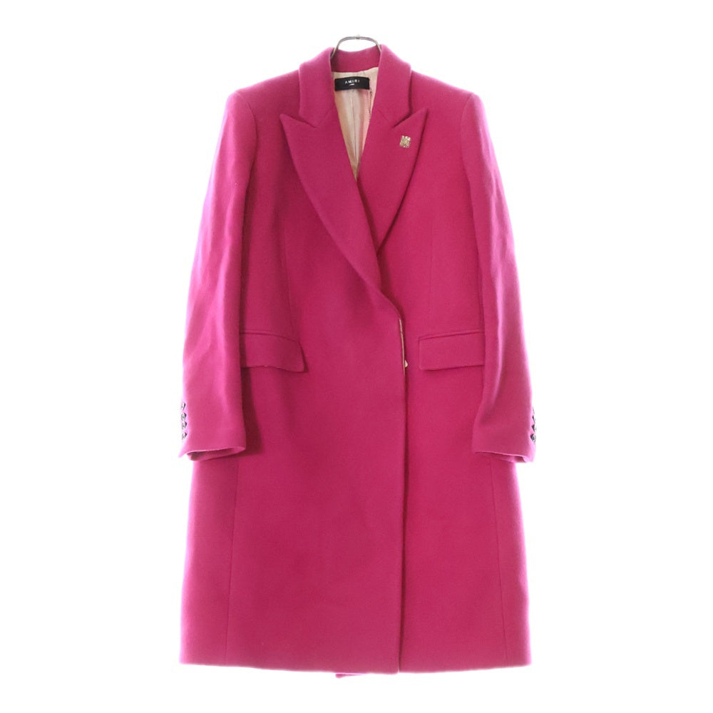 AMIRI(アミリ) Long Wool Coat PS23WOL002-886 ロングウールコート ピンク エンブレムピン