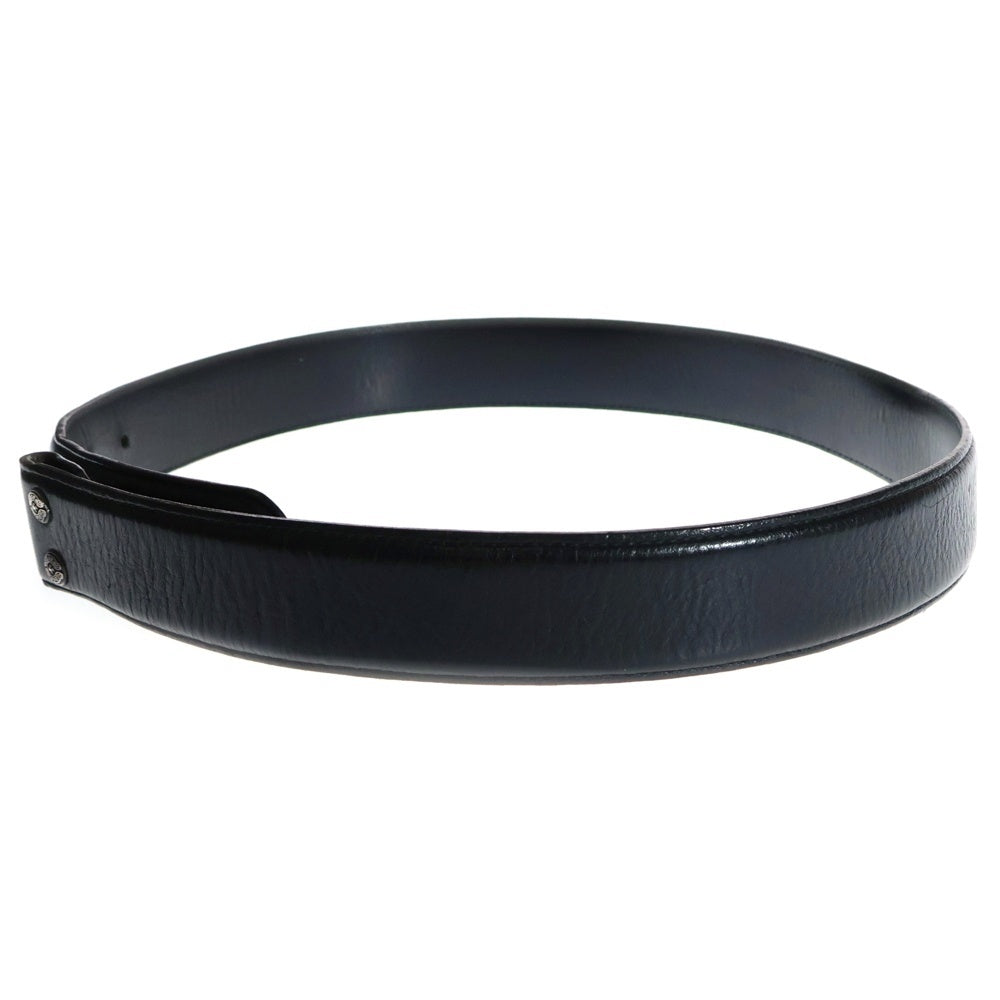 CHROME HEARTS(クロムハーツ) 1.5 STRAP 1.5inchスクロールレーベルリベッツ レザーベルト ブラック