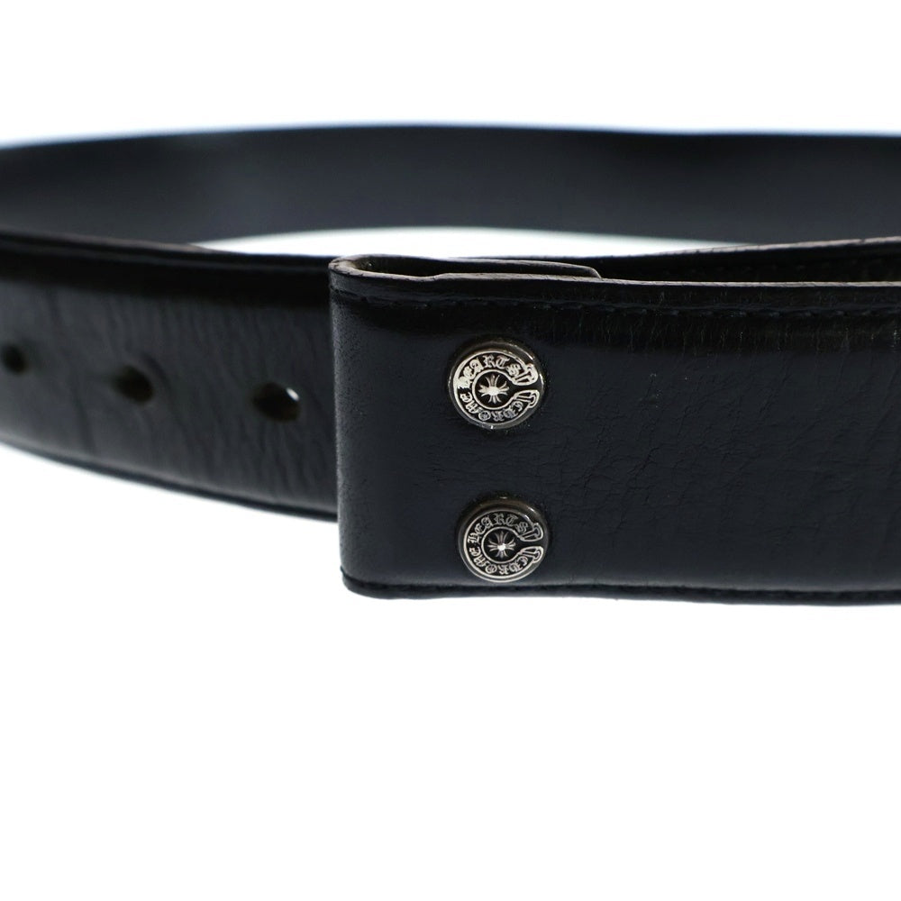 CHROME HEARTS(クロムハーツ) 1.5 STRAP 1.5inchスクロールレーベルリベッツ レザーベルト ブラック