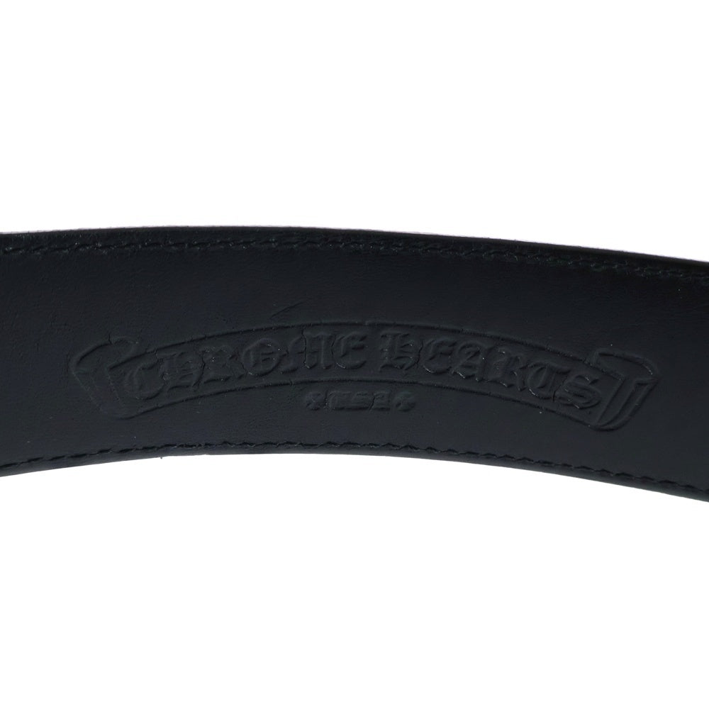 CHROME HEARTS(クロムハーツ) 1.5 STRAP 1.5inchスクロールレーベルリベッツ レザーベルト ブラック
