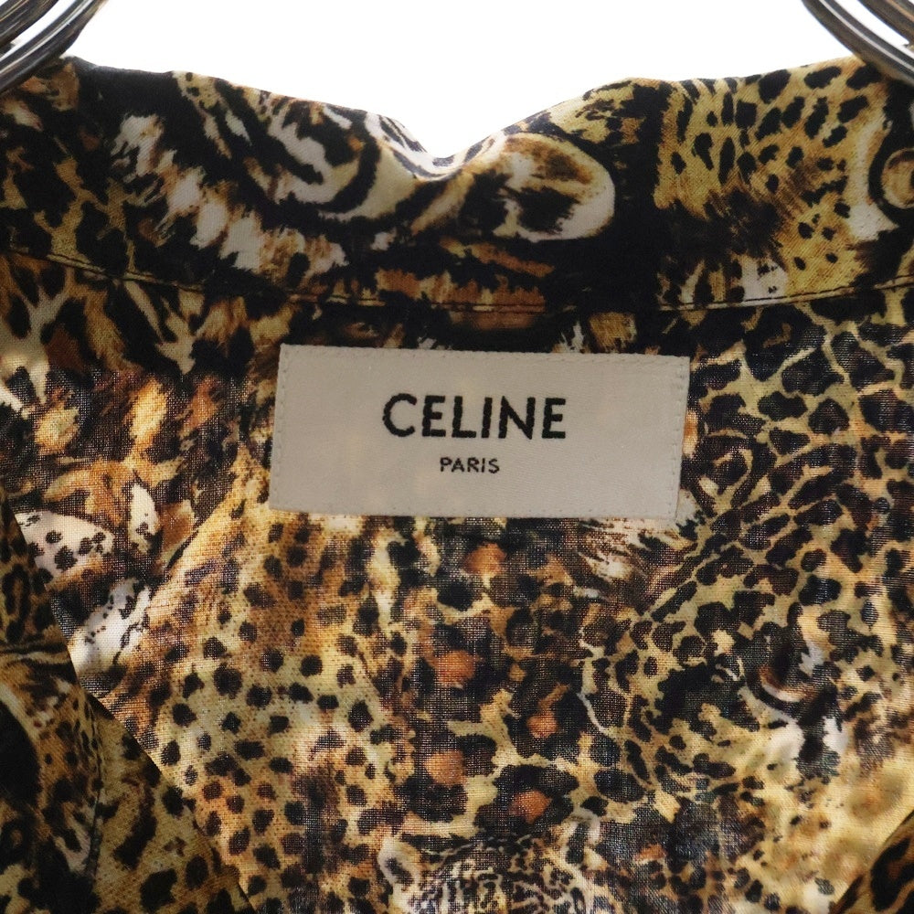 CELINE(セリーヌ) 22SS レオパード柄 開襟 半袖総柄シャツ ブラウン 2C517251S