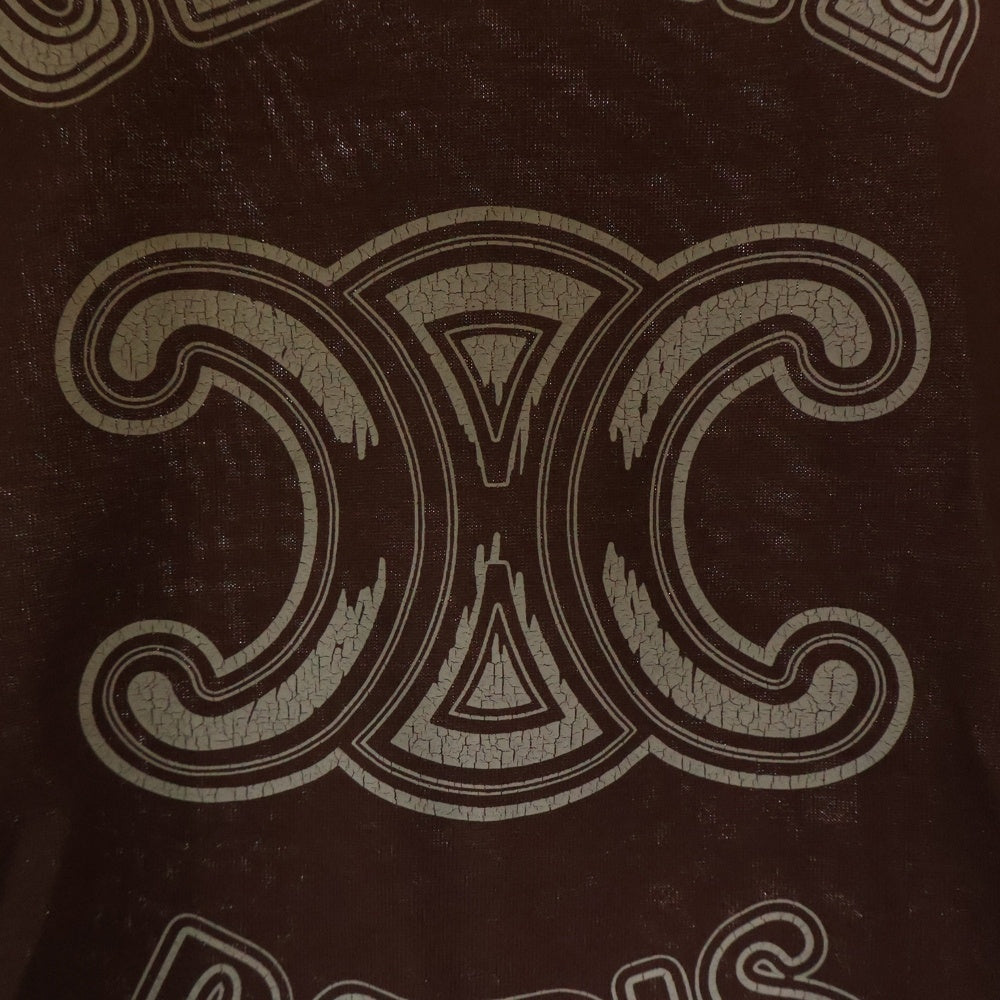 CELINE(セリーヌ) 70'S T-SHIRT WITH CRACKED EFFECT 2X97I671Q.25EL クラックドエフェクトロゴ クルーネック半袖Tシャツ レディース ブラウン