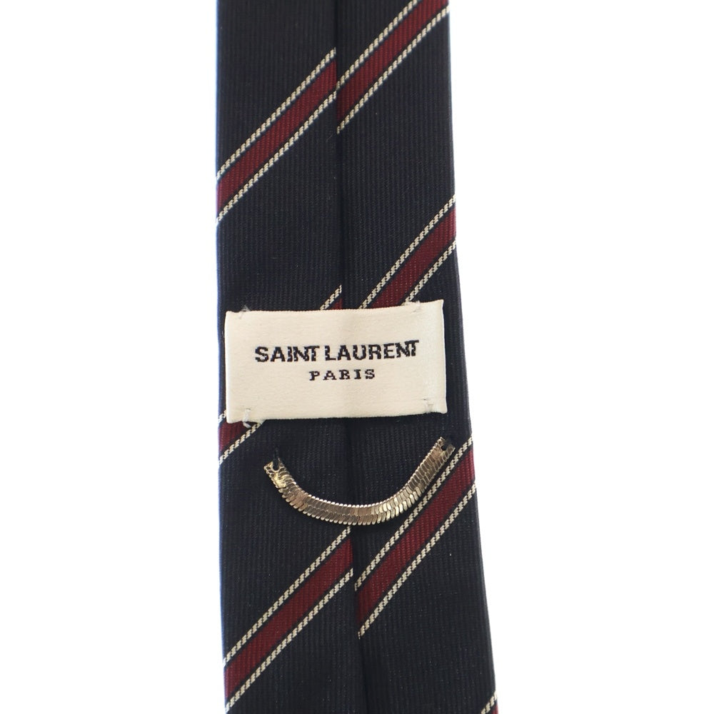 SAINT LAURENT PARIS(サンローランパリ) ストライプ シルクネクタイ ブラック/レッド