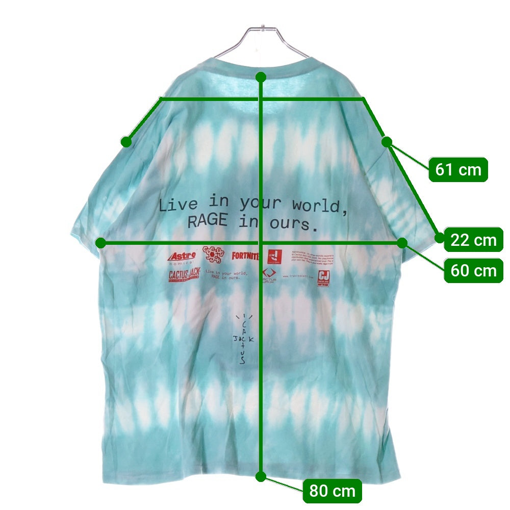 Cactus Jack(カクタスジャック) Fortnite Astronomical Tour Merch World Tie Dye T-shirts タイダイ フォートナイトツアー 総柄プリントTシャツ マルチカラー