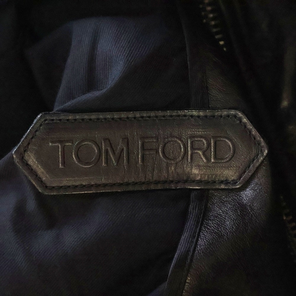 TOM FORD(トムフォード) Leather bomber jacket TFL638 レザーボンバージャケット ジップアップ ブラック