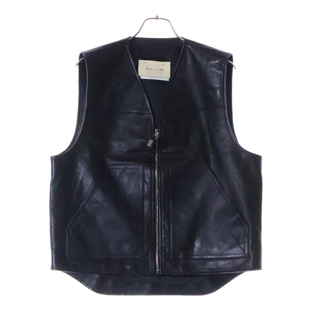 1017 ALYX 9SM(アリクス) 24SS Lightercap Leather Vest AAMOU0479LE01 ライターキャップ レザー ジップアップベスト ブラック