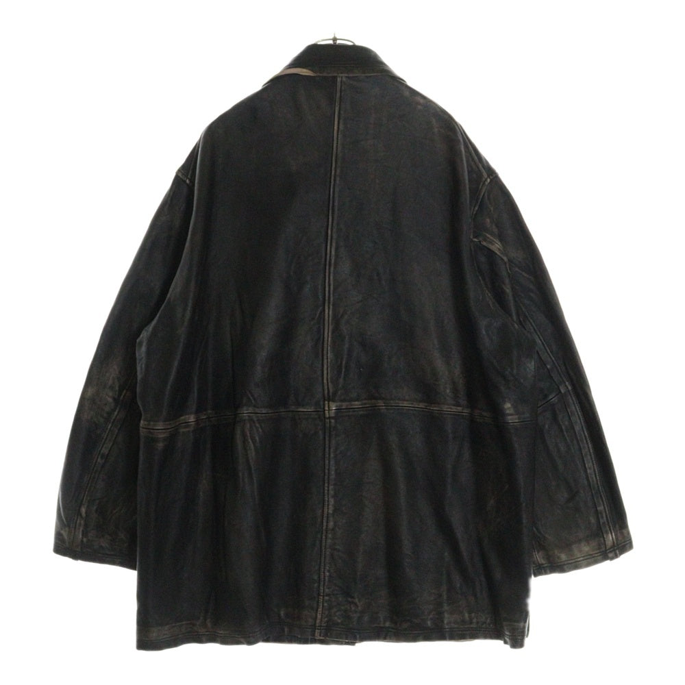 YOKE(ヨーク) 23AW CUT-OFF LEATHER CAR COAT YK23FW0542C カットオフ レザーカーコート ブラック