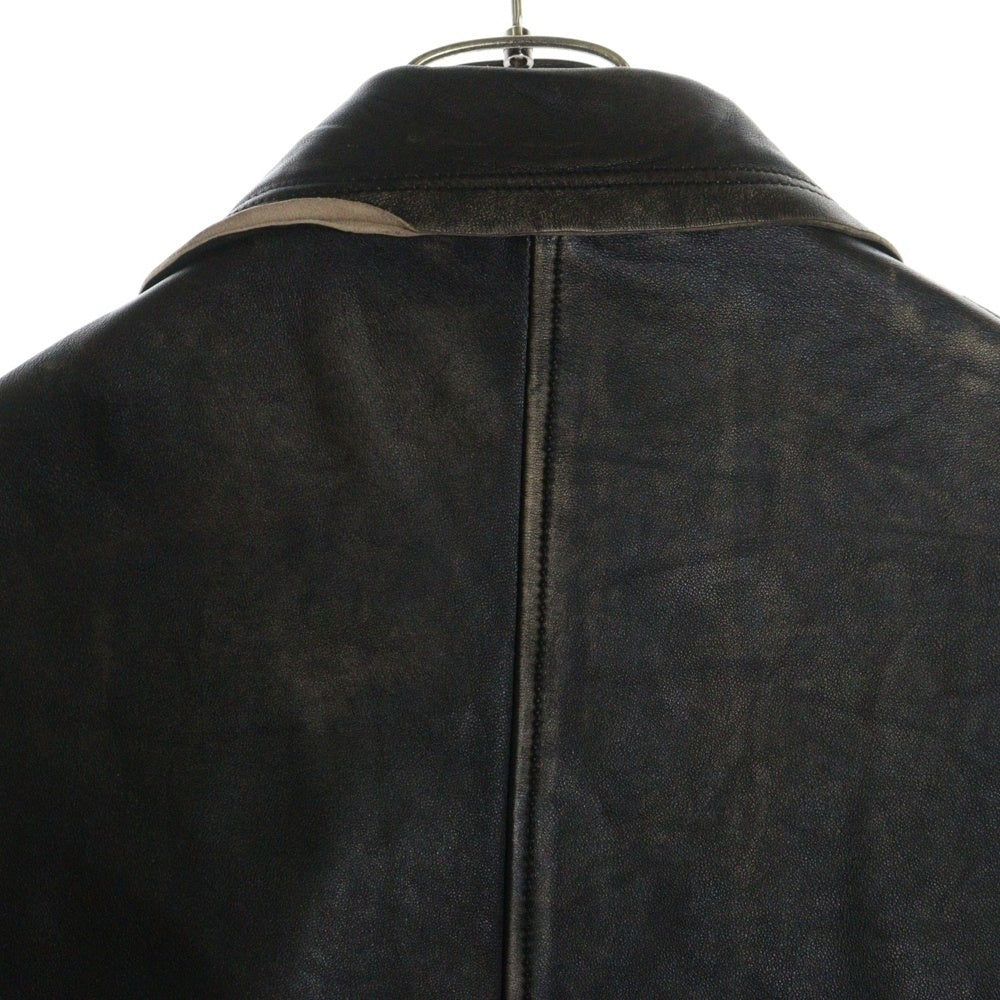 YOKE(ヨーク) 23AW CUT-OFF LEATHER CAR COAT YK23FW0542C カットオフ レザーカーコート ブラック