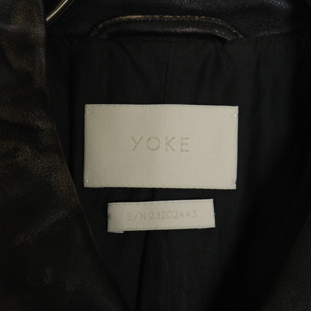 YOKE(ヨーク) 23AW CUT-OFF LEATHER CAR COAT YK23FW0542C カットオフ レザーカーコート ブラック