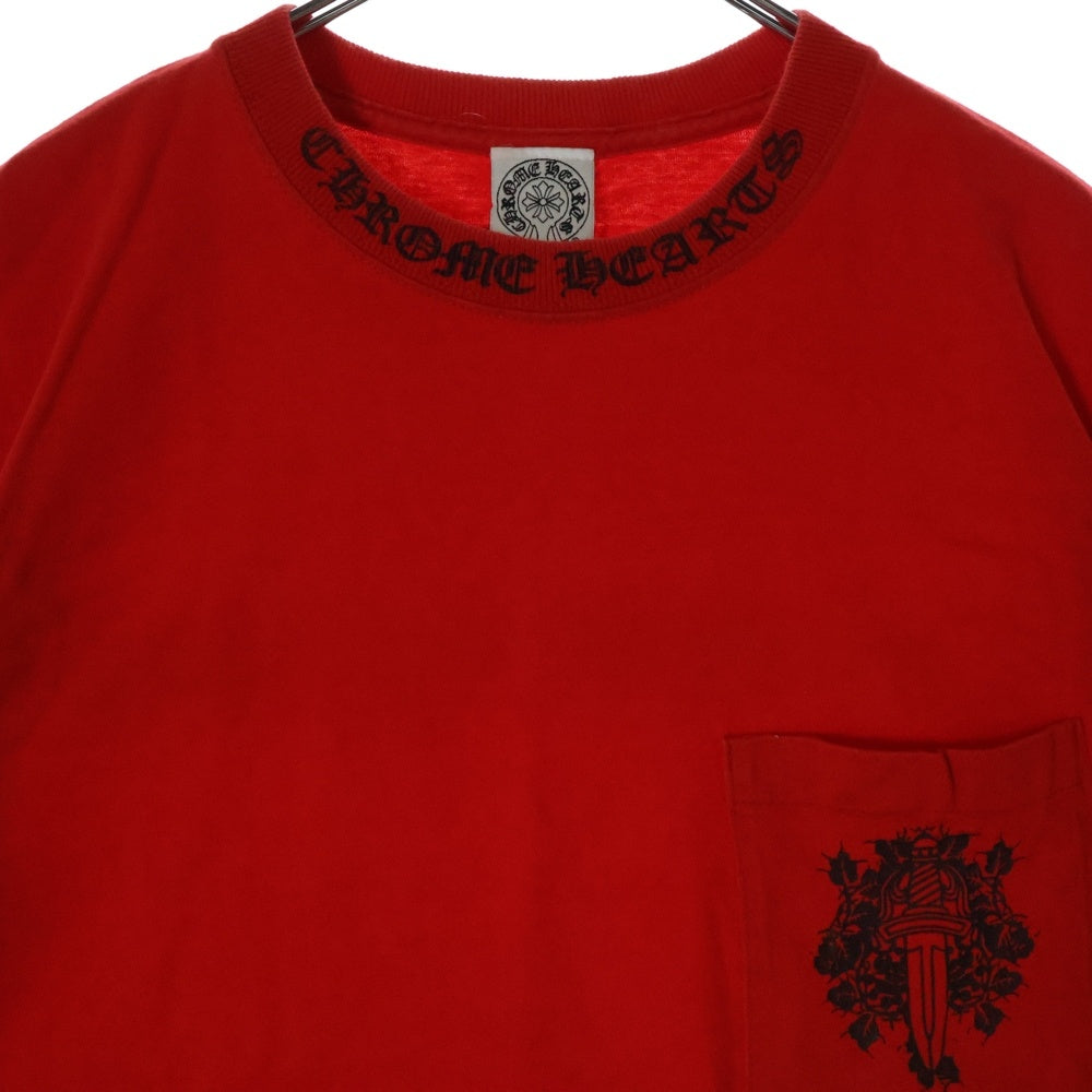 CHROME HEARTS(クロムハーツ) OLD NECK LOGO DAGGER TEE オールド ネックロゴ ダガー プリント 半袖Tシャツ カットソー レッド