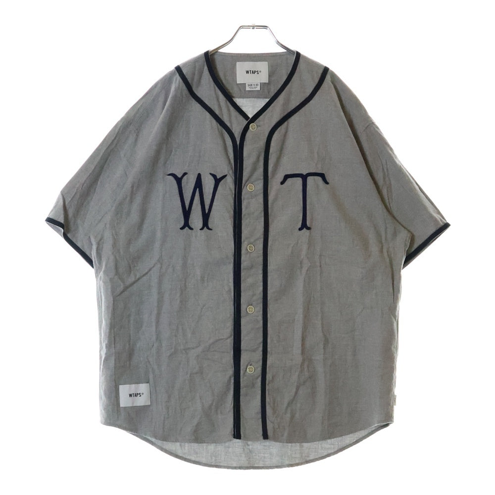 WTAPS(ダブルタップス) 25SS LEAGUE SS COTTON TWILL ベースボール半袖シャツ グレー 251TQDT_SHM09