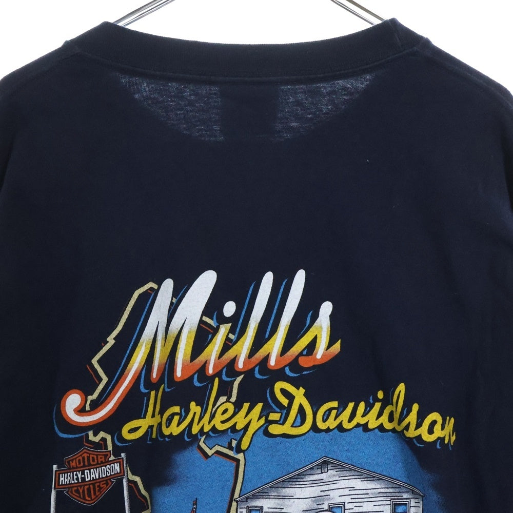 HARLEY DAVIDSON(ハーレーダビッドソン) 07s Harley Davidson Flames L/S Tee ハーレーダビッドソン 袖フレイム ファイヤーロゴ長袖Tシャツ ネイビー SIZE 2XL