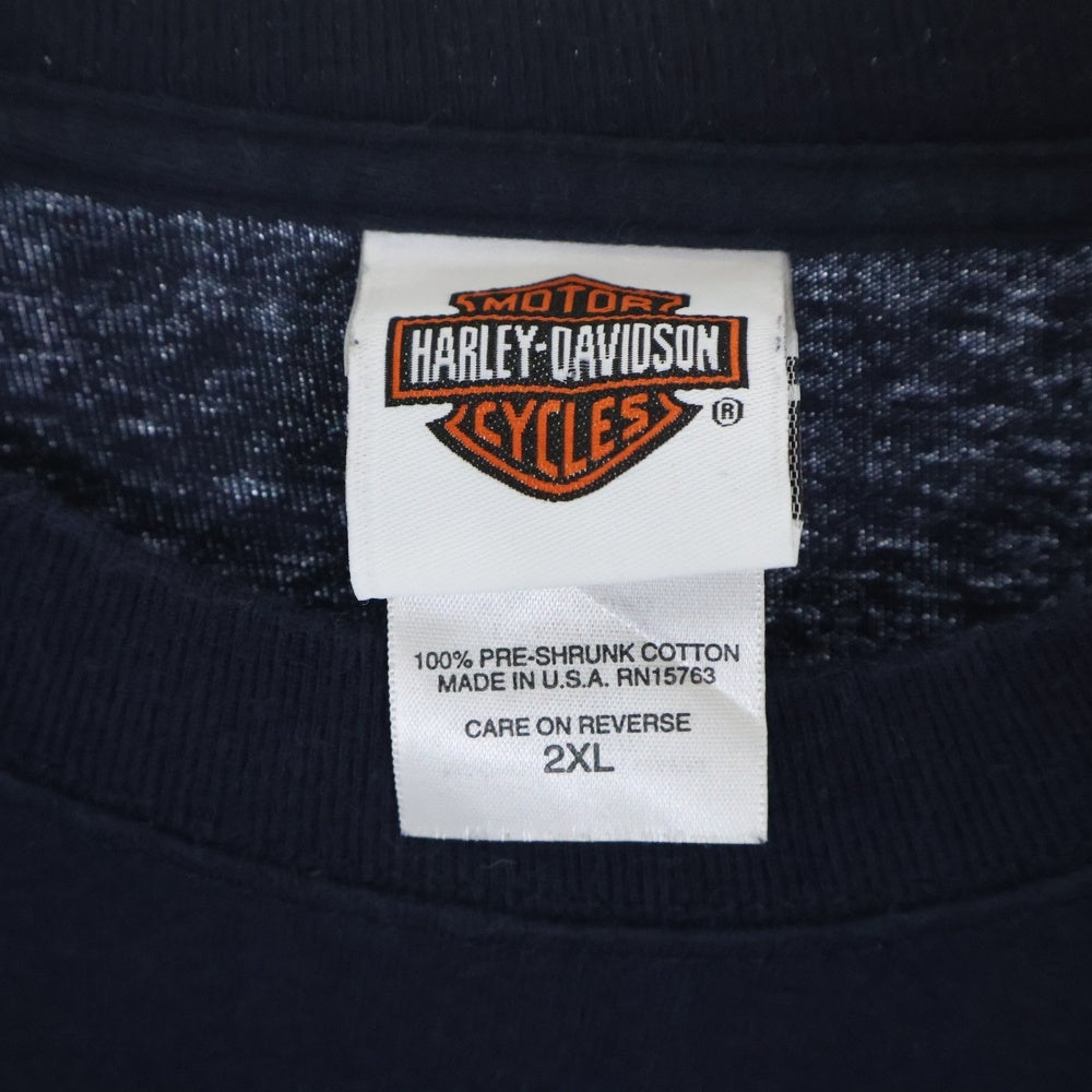 HARLEY DAVIDSON(ハーレーダビッドソン) 07s Harley Davidson Flames L/S Tee ハーレーダビッドソン 袖フレイム ファイヤーロゴ長袖Tシャツ ネイビー SIZE 2XL