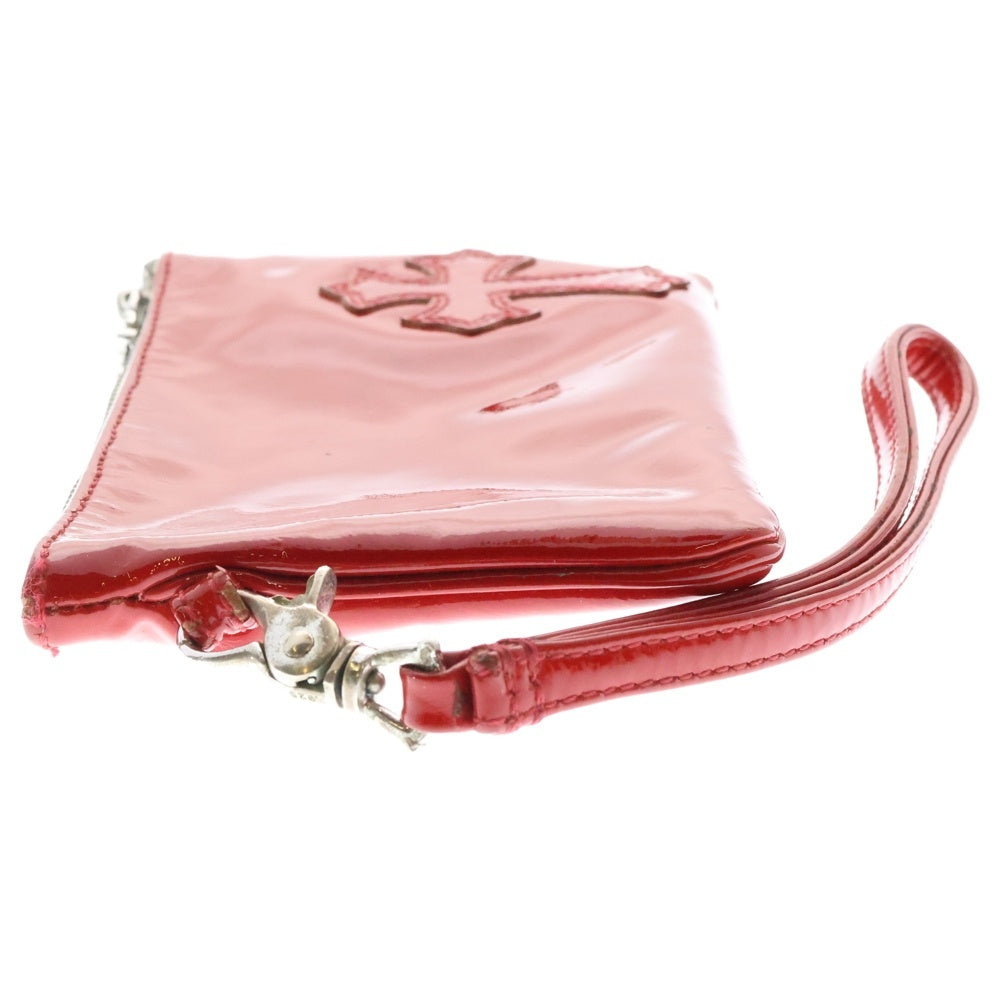 CHROME HEARTS(クロムハーツ) Patent Leather Pouch チェンジパース パテントレザーポーチ エナメル クロスパッチ ダガージップ レッド