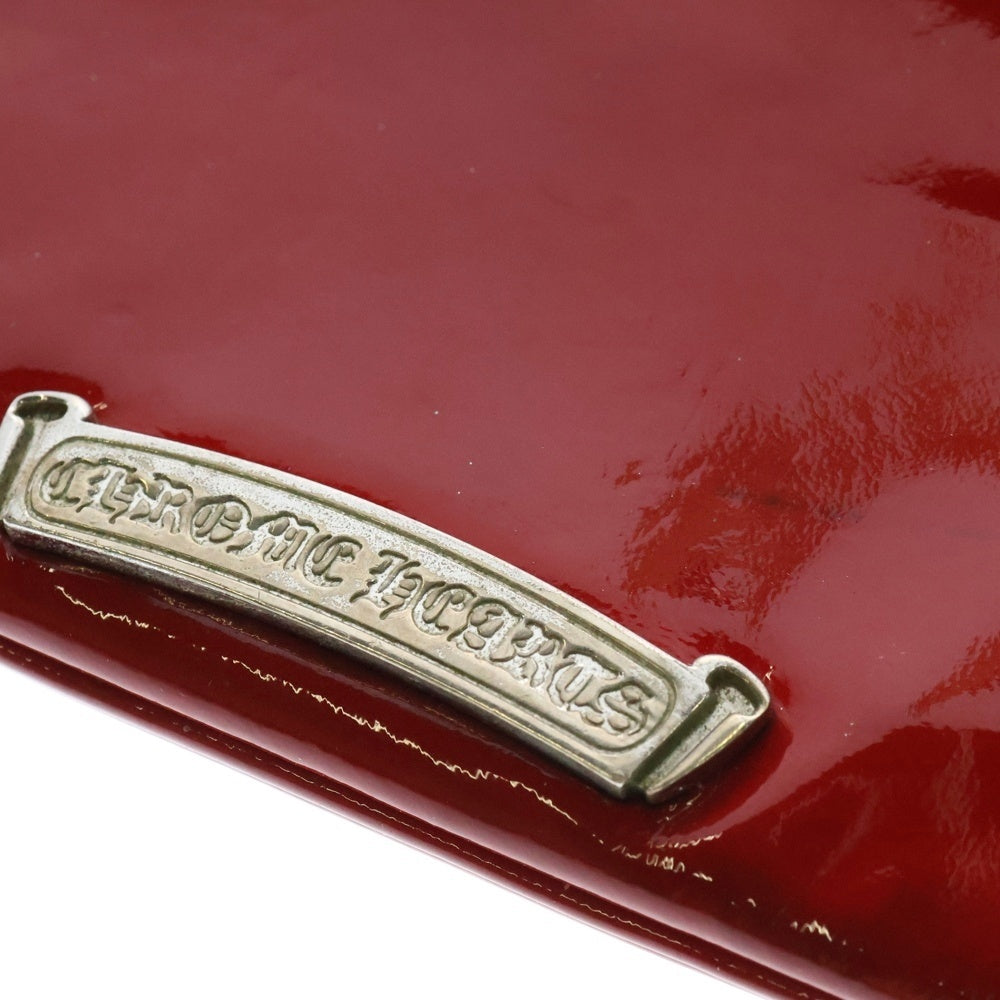 CHROME HEARTS(クロムハーツ) Patent Leather Pouch チェンジパース パテントレザーポーチ エナメル クロスパッチ ダガージップ レッド