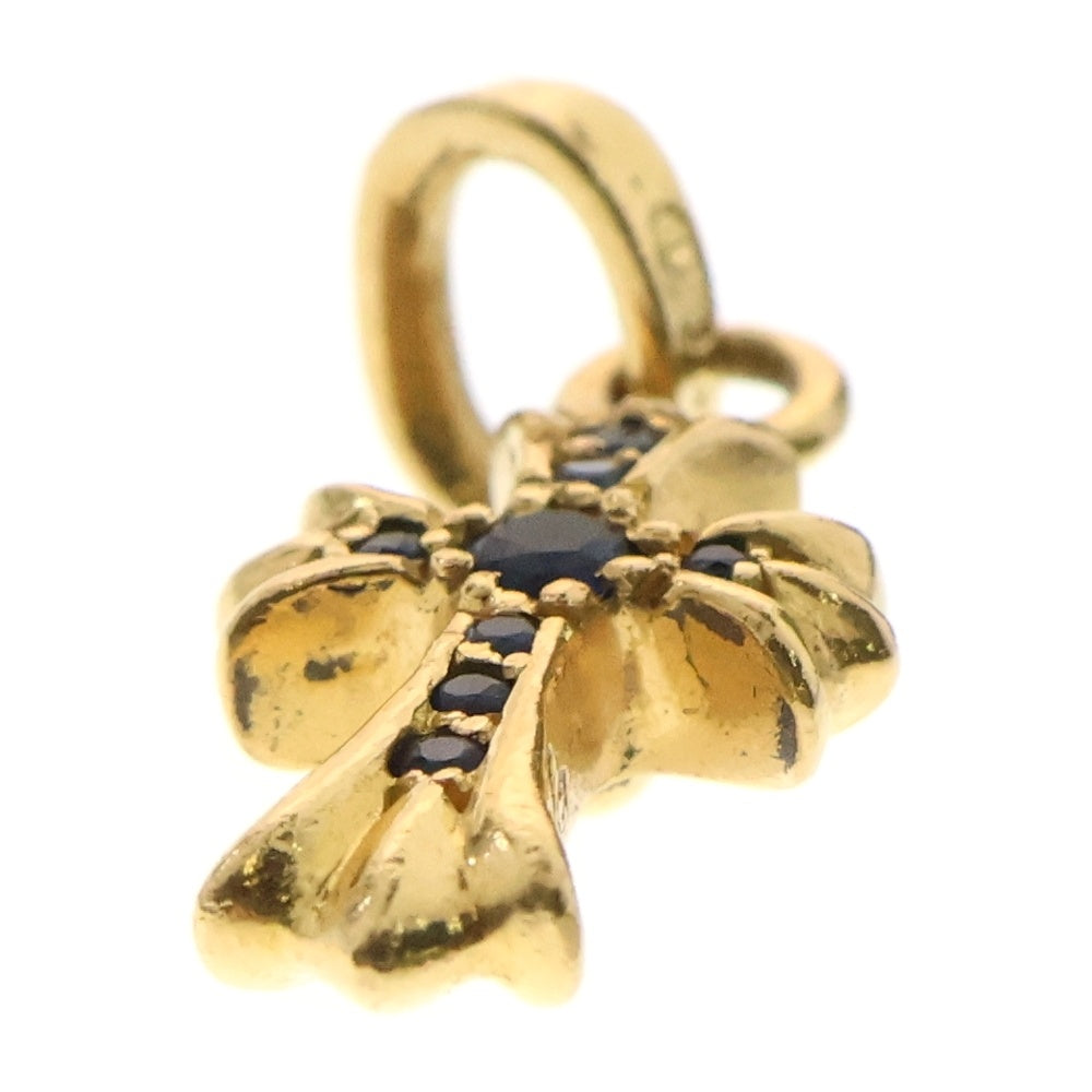 CHROME HEARTS(クロムハーツ) 22K CRS BBYFAT P/SAP ベイビーファットクロス PAVEサファイア ペンダントトップ ゴールド BCA036