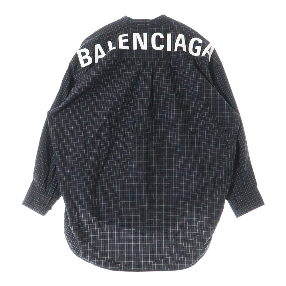 BALENCIAGA(バレンシアガ) バックロゴオーバーサイズチェック長袖シャツ ダークブラウン 520497 TCM02
