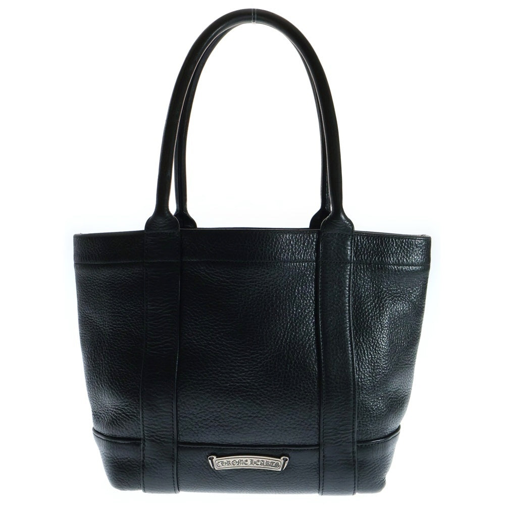 CHROME HEARTS(クロムハーツ) TOTE MINI トートミニ レザートートバッグ スクロールロゴプレート ブラック