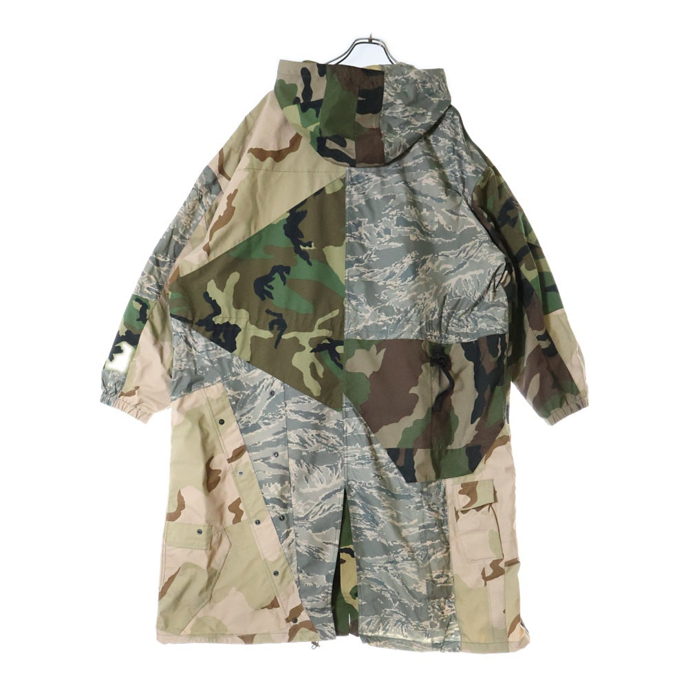 DOLCE & GABBANA(ドルチェアンドガッバーナ) Patchwork Camouflage-Print Parka Coat 総柄フルジップアップミリタリーロングジャケット カモ 迷彩フーデッドブルゾン マルチカラー G031LT GEY42