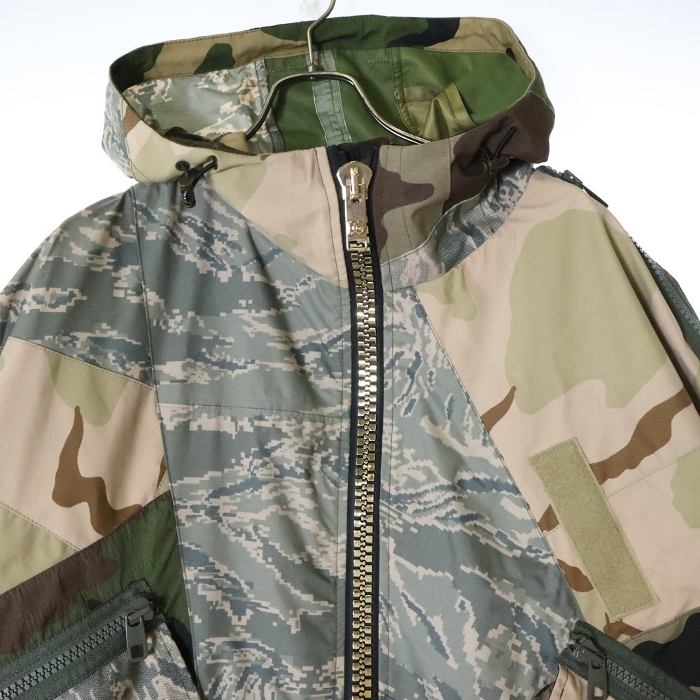 DOLCE & GABBANA(ドルチェアンドガッバーナ) Patchwork Camouflage-Print Parka Coat 総柄フルジップアップミリタリーロングジャケット カモ 迷彩フーデッドブルゾン マルチカラー G031LT GEY42