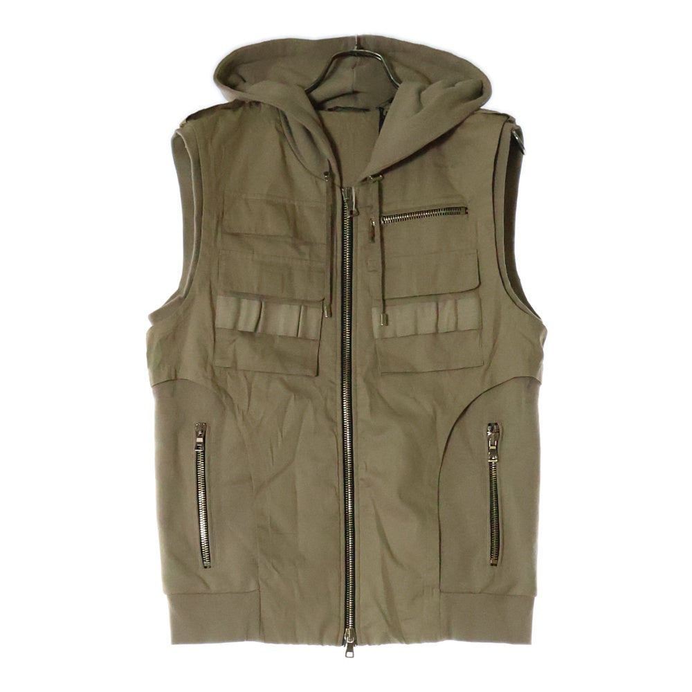 BALMAIN(バルマン) フーデッドジップアップベスト マルチポケット S6HJ820B139 ベージュ