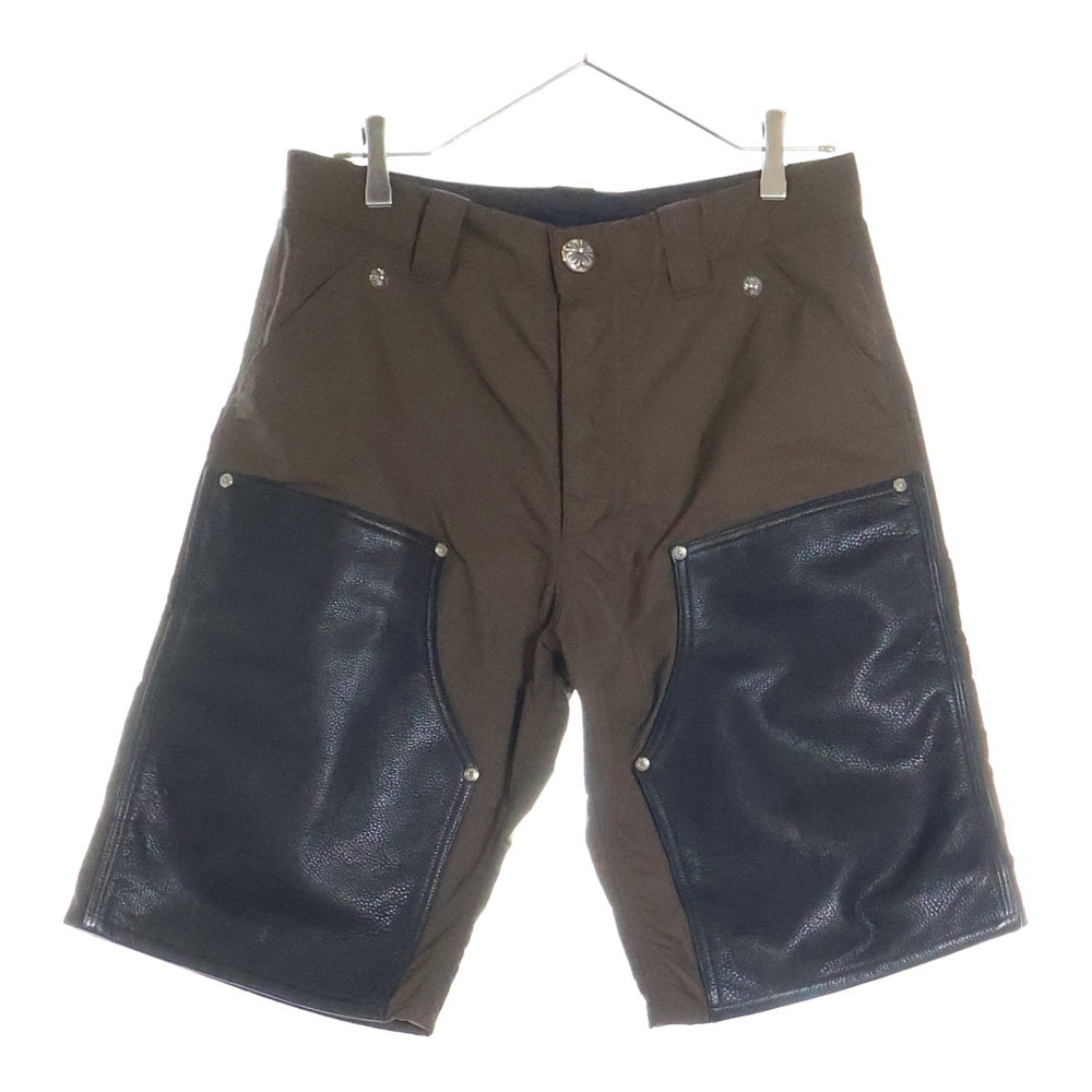 CHROME HEARTS(クロムハーツ) CARPENTER SHORTS クロスパッチ付きレザー切替ナイロンカーペンターハーフパンツ