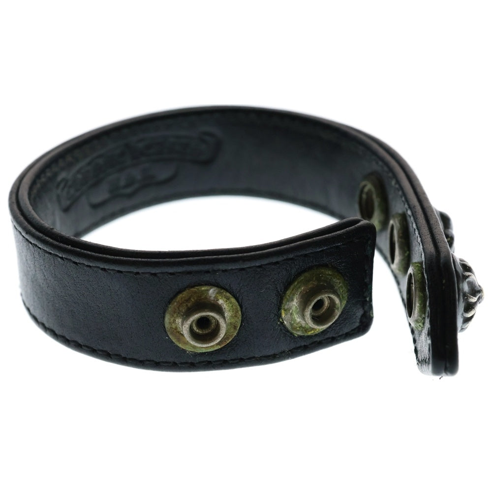 CHROME HEARTS(クロムハーツ) 3BTN 2SNP クロスボール フレア 3ボタン2スナップ レザーブレスレット ブラック/シルバー