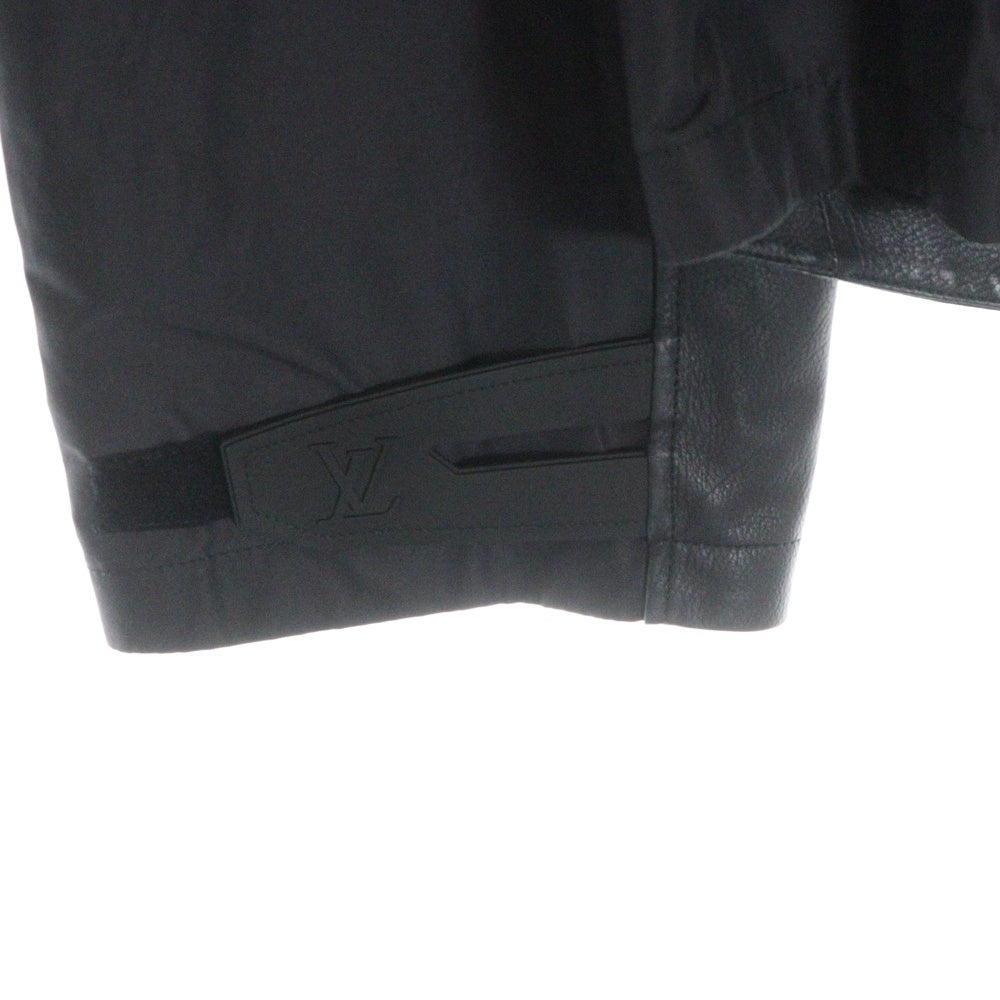 LOUIS VUITTON(ルイヴィトン) MIXED LEATHER ジップアップブルゾン 切替レザー ジャケット ブラック