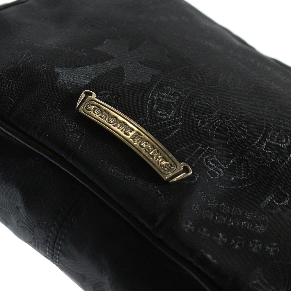 CHROME HEARTS(クロムハーツ) CHICKEN NUGGET SML チキンナゲット マルチロゴ総柄 ラージダガー ナイロンハンドバッグ ブラック/シルバー