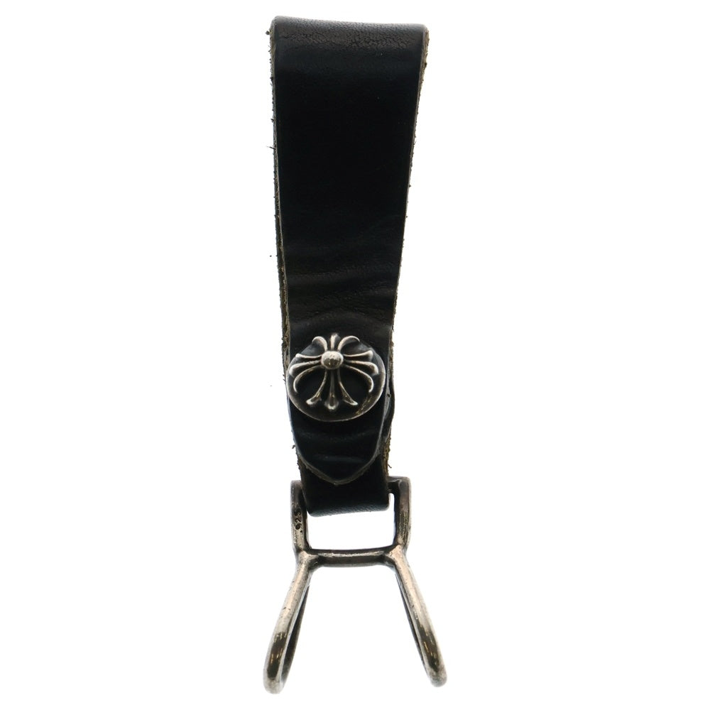 CHROME HEARTS(クロムハーツ) BELT LOOP クロスボールボタンレザーベルトループ シルバー/ブラック BCA397
