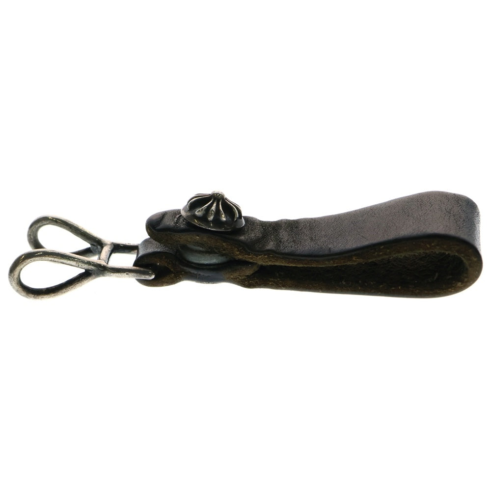CHROME HEARTS(クロムハーツ) BELT LOOP クロスボールボタンレザーベルトループ シルバー/ブラック BCA397