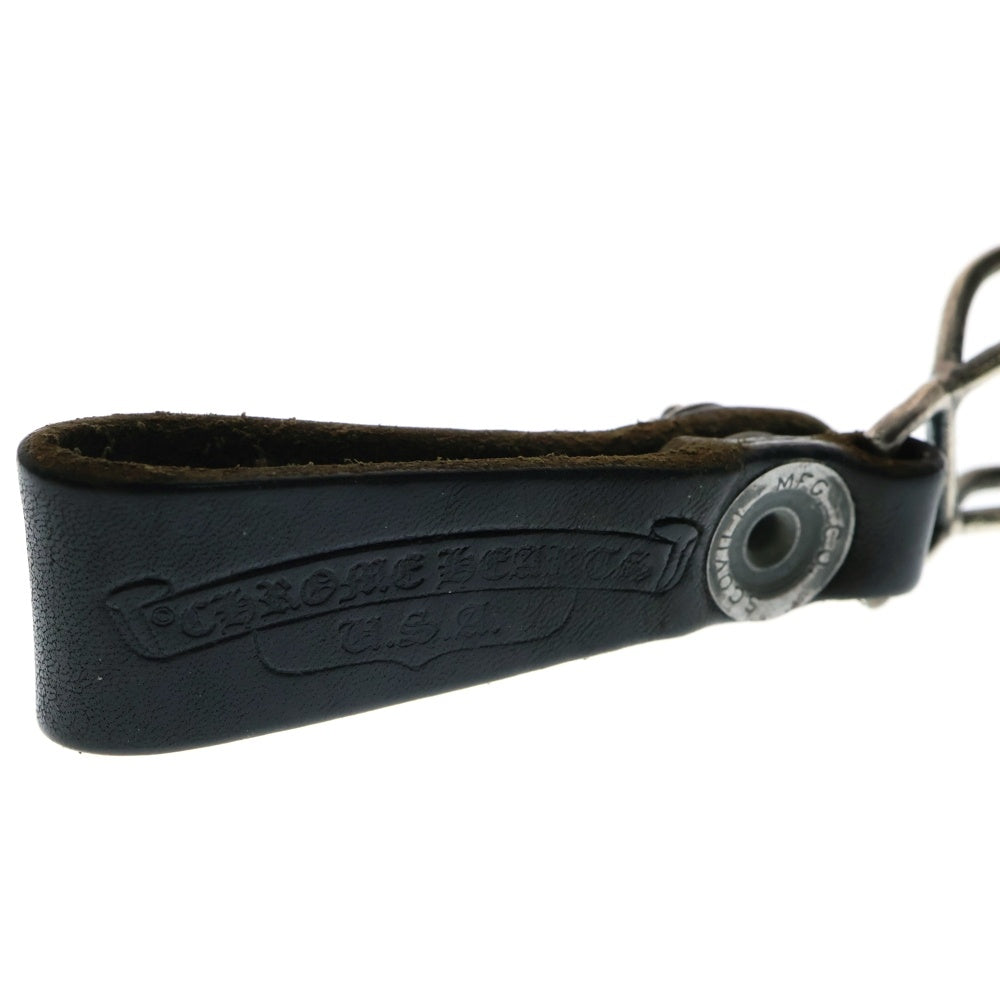 CHROME HEARTS(クロムハーツ) BELT LOOP クロスボールボタンレザーベルトループ シルバー/ブラック BCA397