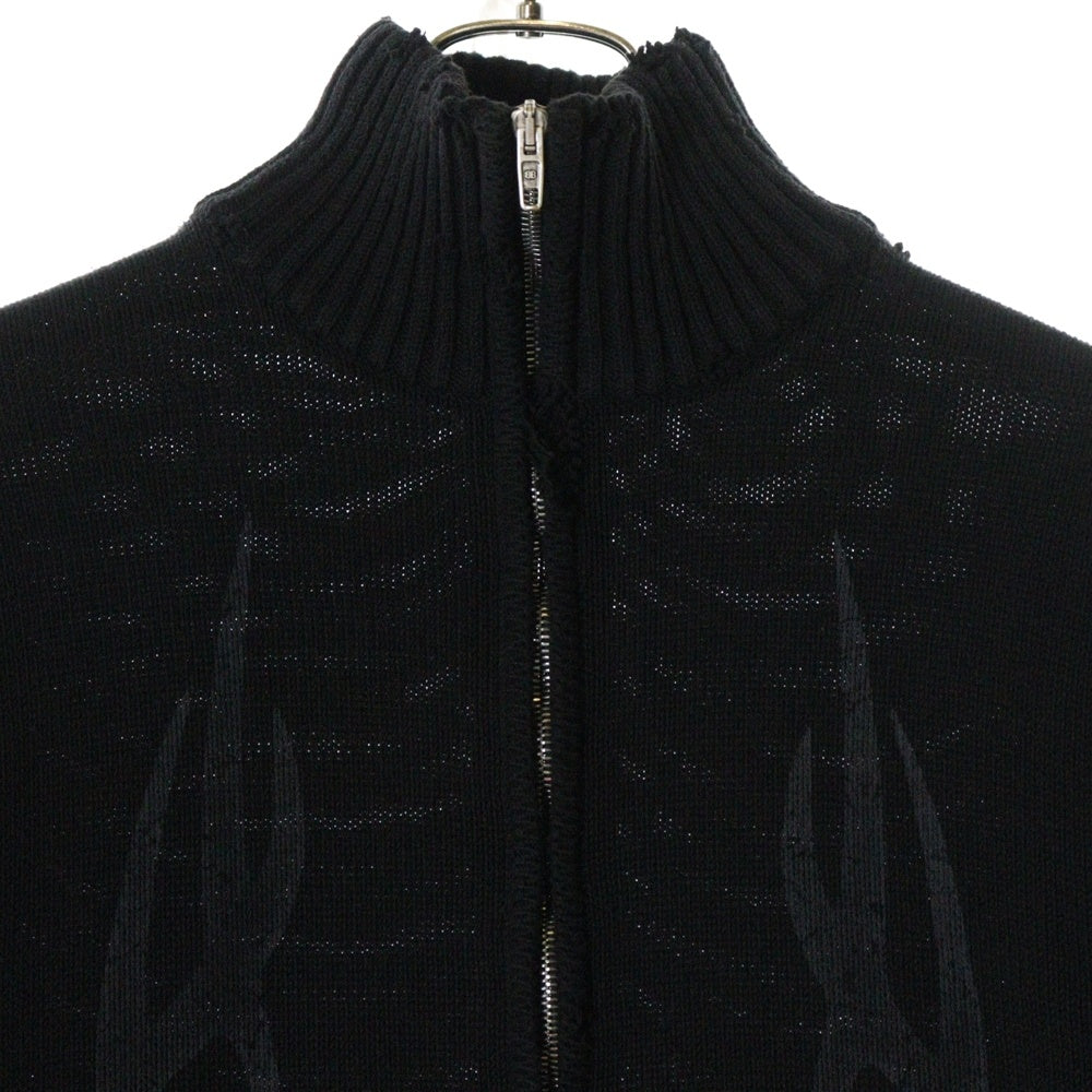 BALENCIAGA(バレンシアガ) 24AW Y2K Zip-Up Cardigan トライバルダメージ ジップアップ 長袖カーディガンニット 808489 T3336 ブラック