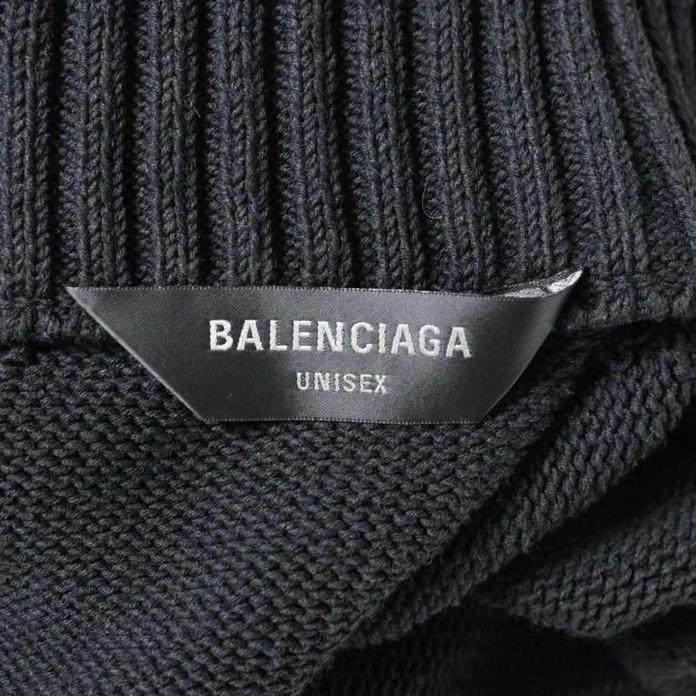 BALENCIAGA(バレンシアガ) 24AW Y2K Zip-Up Cardigan トライバルダメージ ジップアップ 長袖カーディガンニット 808489 T3336 ブラック