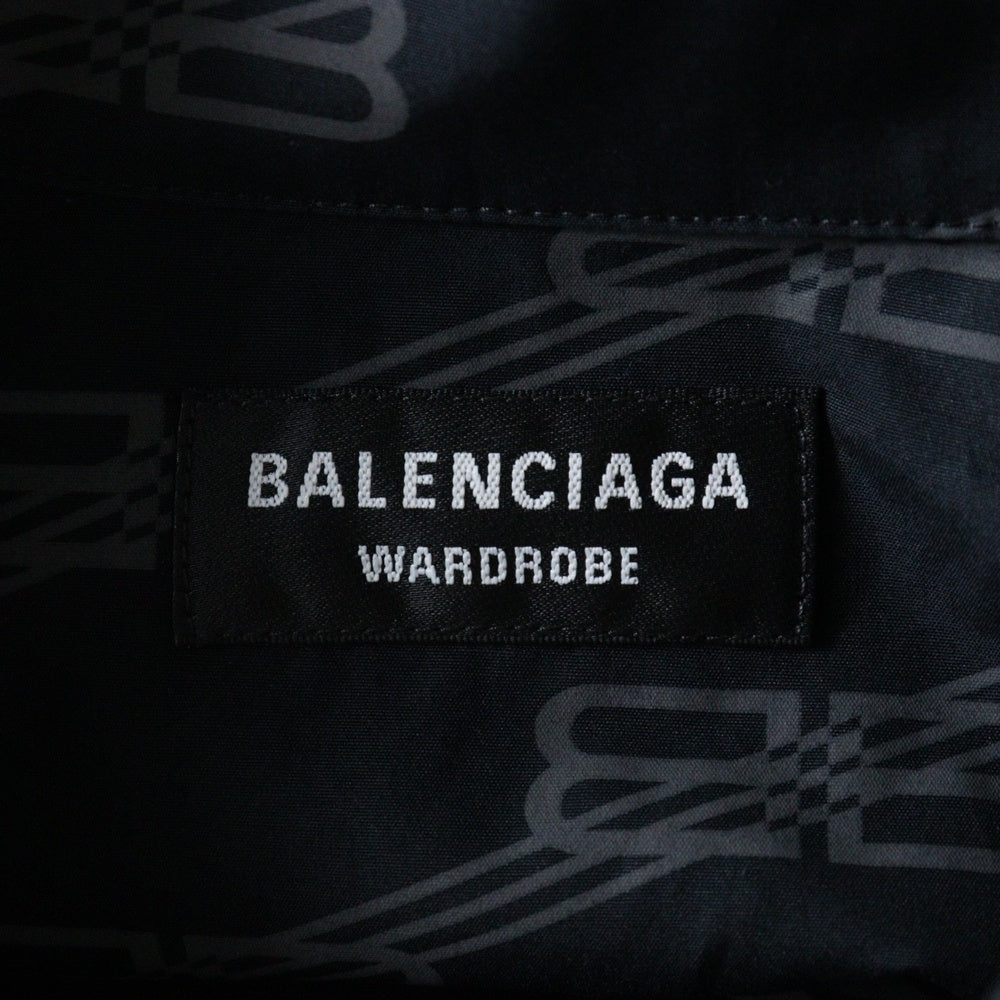 BALENCIAGA(バレンシアガ) BB ALL OVER LOGO LARGE SHIRTS 662983 TML36 オールオーバーロゴ 長袖シャツ ブラック