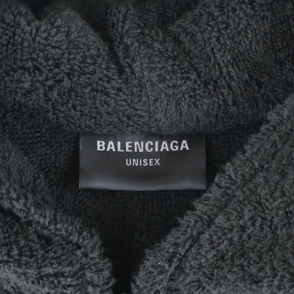 BALENCIAGA(バレンシアガ) 24SS ロゴ刺繍 パイル地 ジップアップパーカー フーディー 794795 TQP11 ブラック