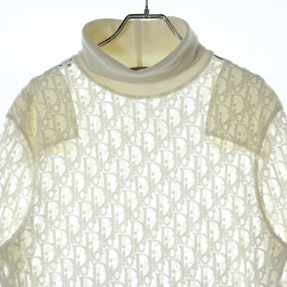 DIOR(ディオール) オブリーク 総柄 シースルー ガーゼ ニット ジャガード モノグラム 143J640A0732 アイボリー