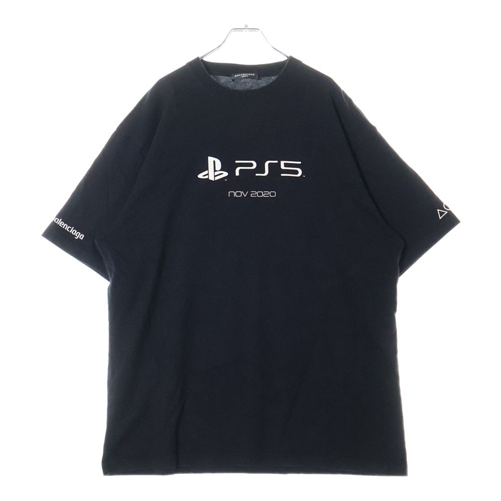 BALENCIAGA(バレンシアガ) 21AW ×SONY PlayStation5 651795 TKVF3 プレイステーション5 PS5ロゴプリント半袖Tシャツ カットソー ブラック